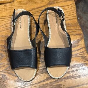 Comfortview Black Sandals with Slingback Strap